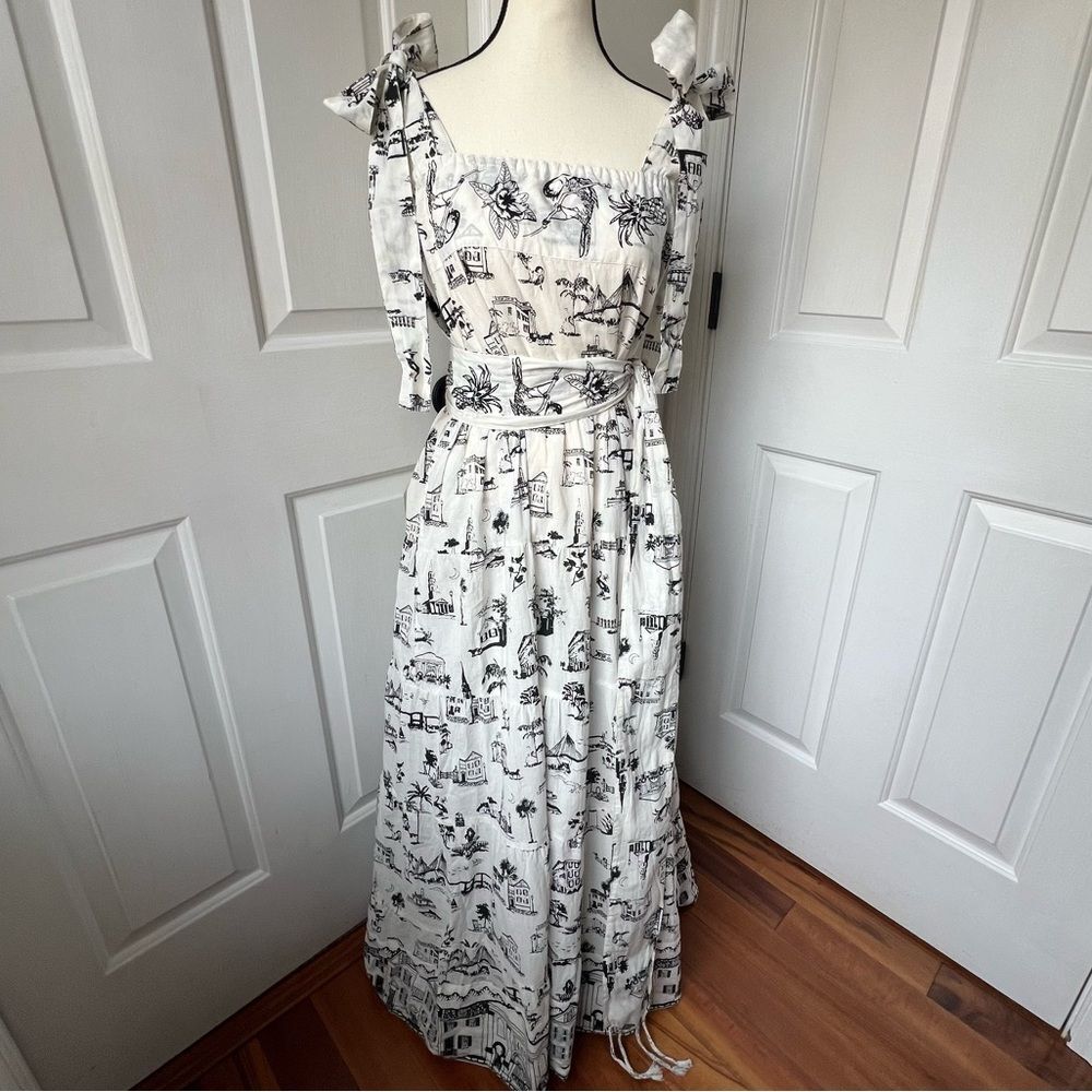 Sue Sartor x Katie Kime Maxi Flounce Charleston Toile Camellia Ties Size XS